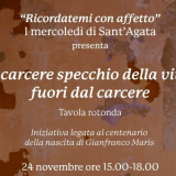 24 novembre, Tavola rotonda in ricordo di Gianfranco Maris. Bergamo, ex carcere di S. Agata