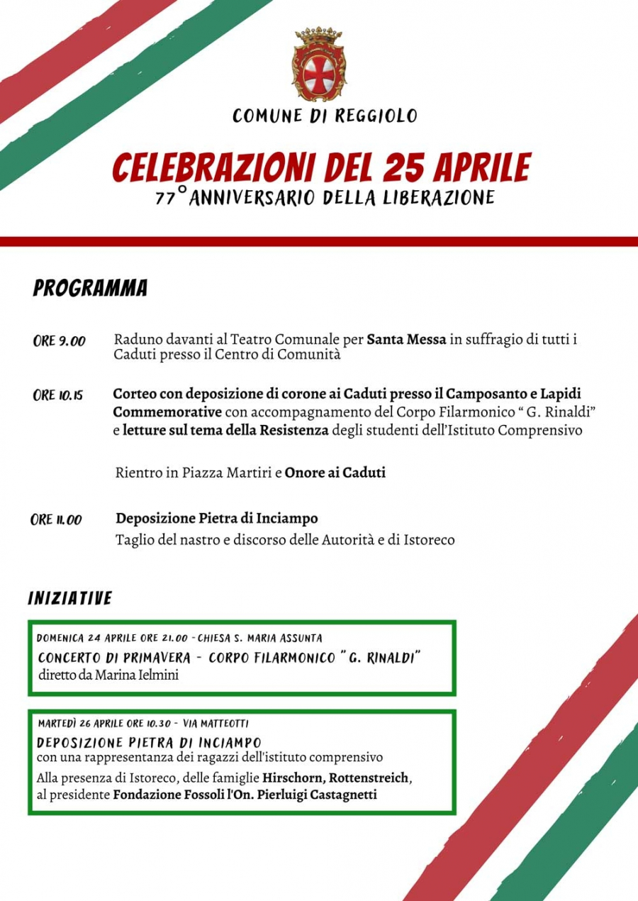 Comune di Reggiolo | 25 aprile | in collaborazione con la Fondazione Fossoli 