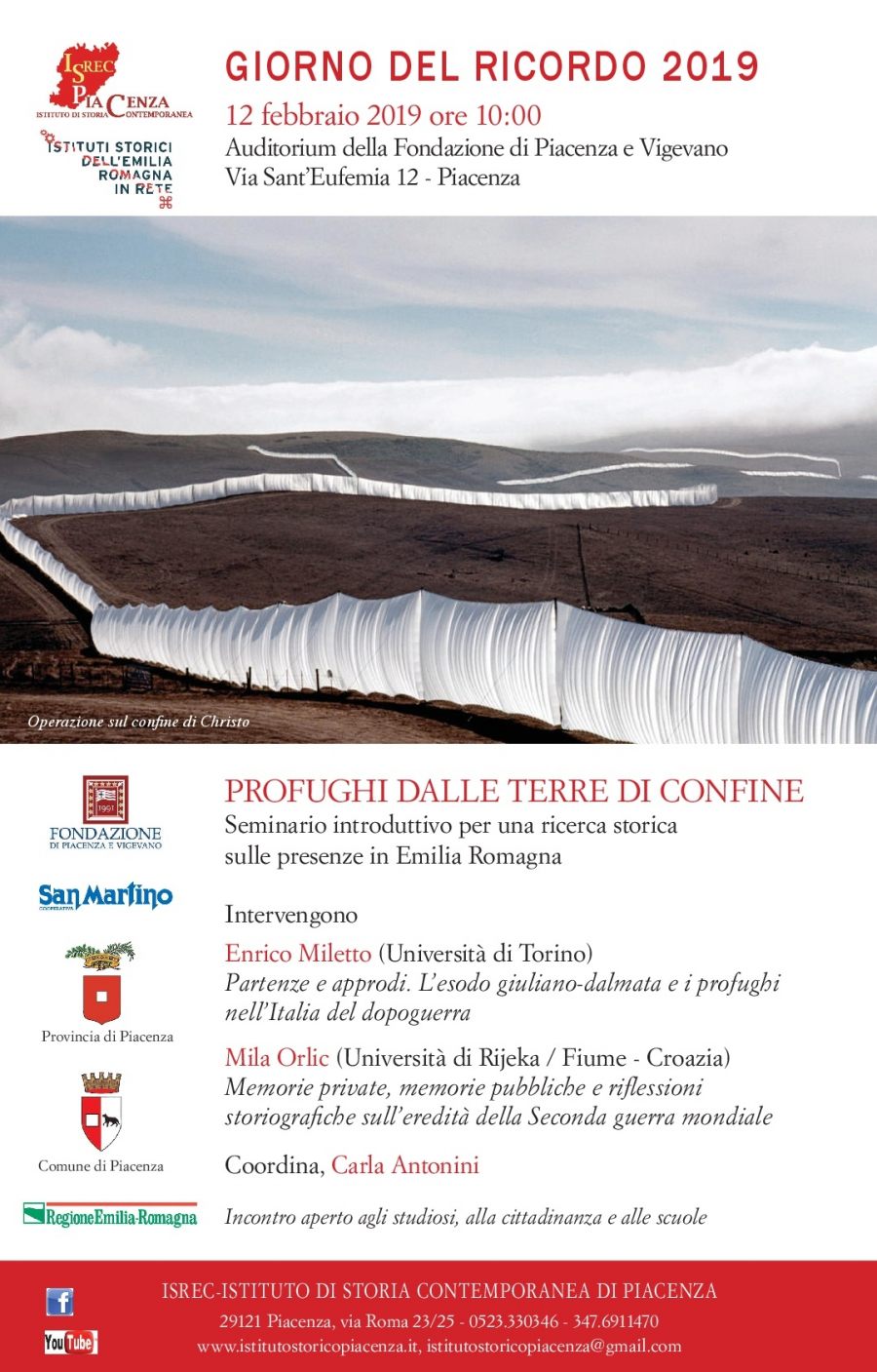 Giorno del Ricordo 2019: Seminario Profughi dalle terre di confine - ISREC Piacenza