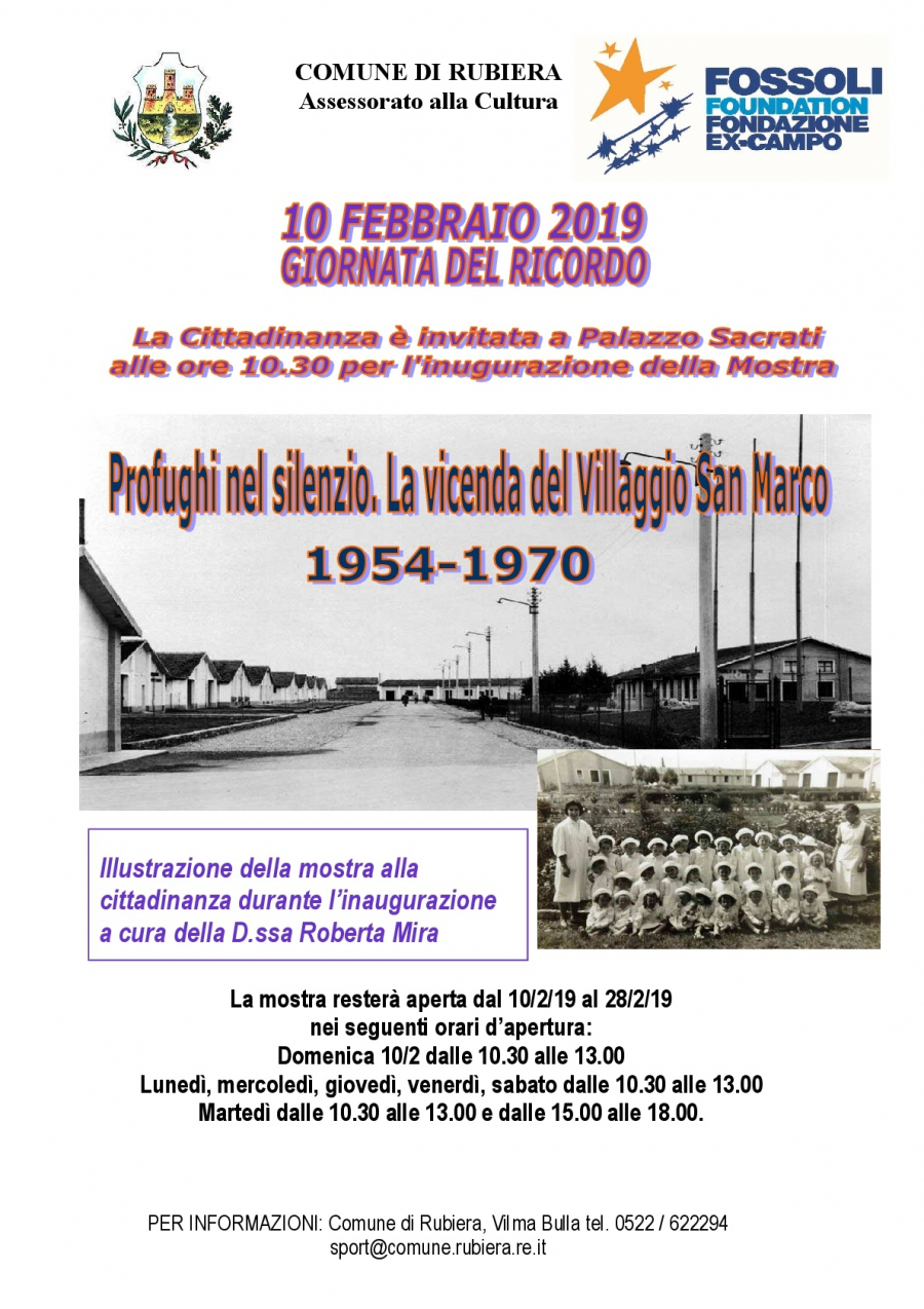 Giorno del Ricordo 2019: inaugura a Campagnola Emilia e Rubiera la mostra Profughi nel silenzio