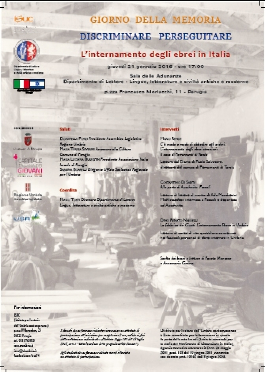 Giorno della Memoria: le iniziative in collaborazione con L'istituto Storico dell'Umbria