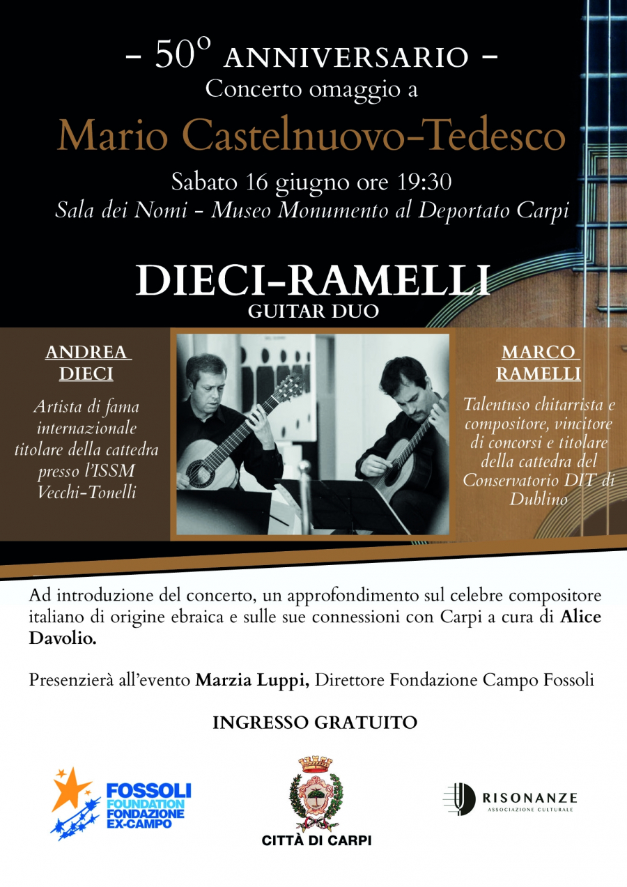 Sabato 16 giugno ore 19.30: Concerto omaggio a Mario Castelnuovo Tedesco